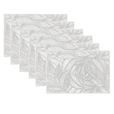 6 Pcs Placemats Square Leaf PVC Hollowed-Out for Party Wedding-Silver