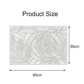 6 Pcs Placemats Square Leaf PVC Hollowed-Out for Party Wedding-Silver