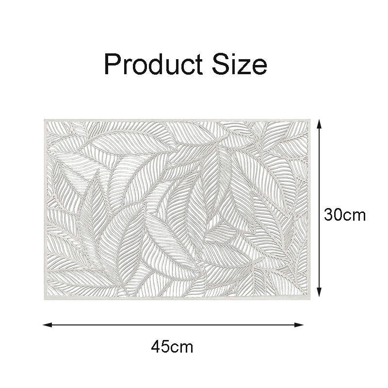 6 Pcs Placemats Square Leaf PVC Hollowed-Out for Party Wedding-Silver