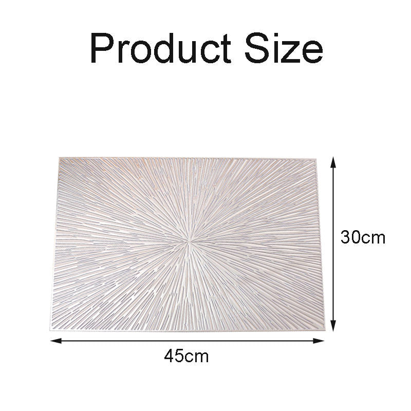 6 Pcs Placemats Square Fireworks PVC Hollowed-Out for Party Wedding-Silver