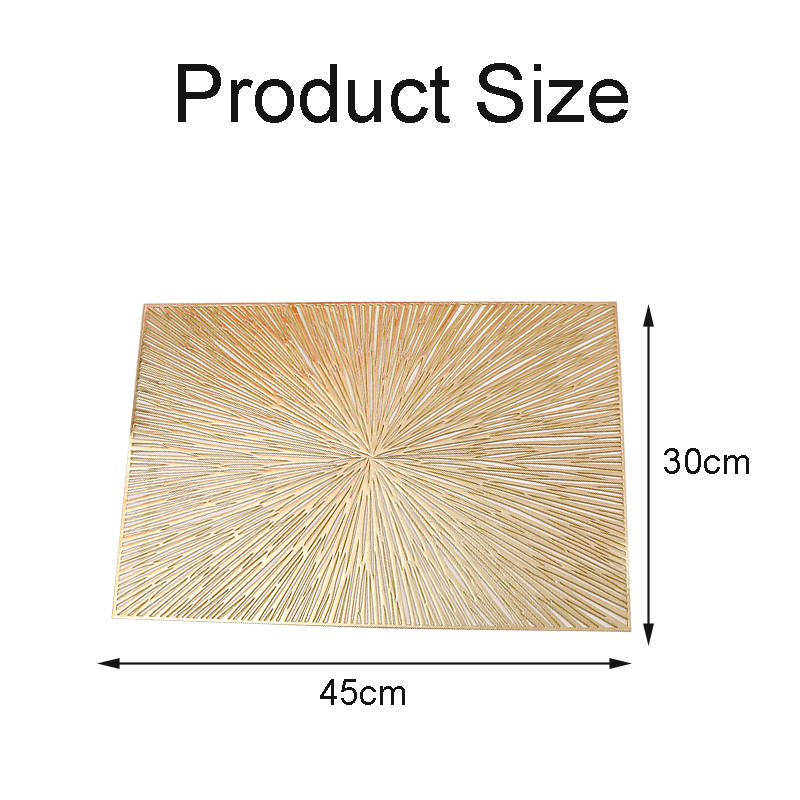 6 Pcs Placemats Square Fireworks PVC Hollowed-Out for Party Wedding-Gold