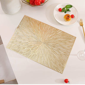6 Pcs Placemats Square Fireworks PVC Hollowed-Out for Party Wedding-Gold