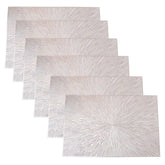6 Pcs Placemats Square Fireworks PVC Hollowed-Out for Party Wedding-Silver