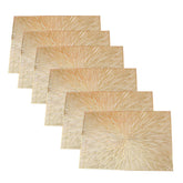 6 Pcs Placemats Square Fireworks PVC Hollowed-Out for Party Wedding-Gold