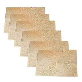 6 Pcs Placemats Square Fireworks PVC Hollowed-Out for Party Wedding-Gold