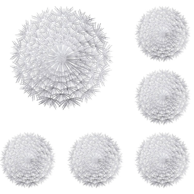 6 Pcs Placemats Round Dandelion PVC Hollowed-Out for Party Wedding-Silver