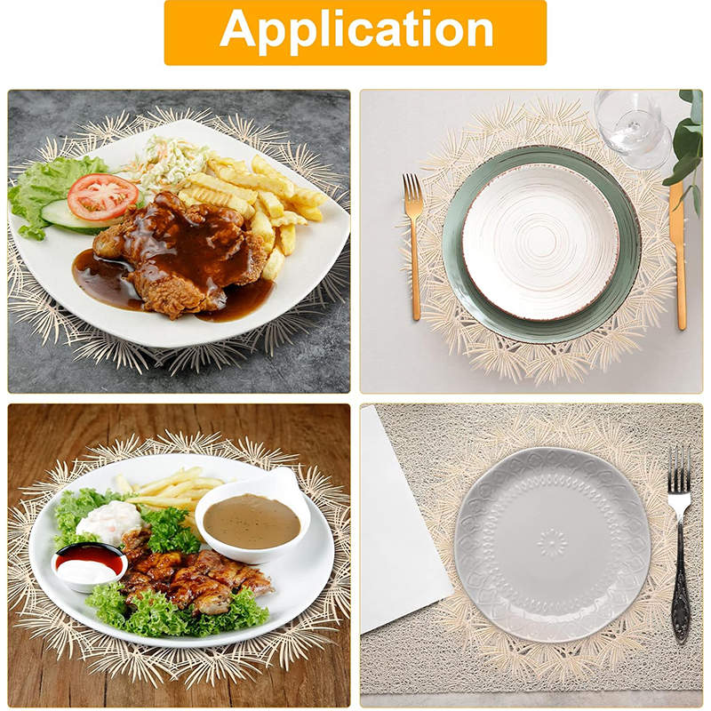 6 Pcs Placemats Round Dandelion PVC Hollowed-Out for Party Wedding-Gold