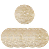 6 Pcs Placemats Round Meteor PVC Hollowed-Out for Party Wedding-Gold
