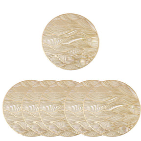 6 Pcs Placemats Round Meteor PVC Hollowed-Out for Party Wedding-Gold