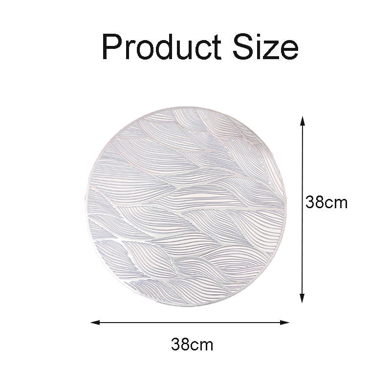 6 Pcs Placemats Round Meteor PVC Hollowed-Out for Party Wedding-Silver