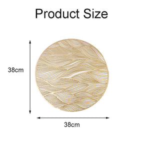 6 Pcs Placemats Round Meteor PVC Hollowed-Out for Party Wedding-Gold