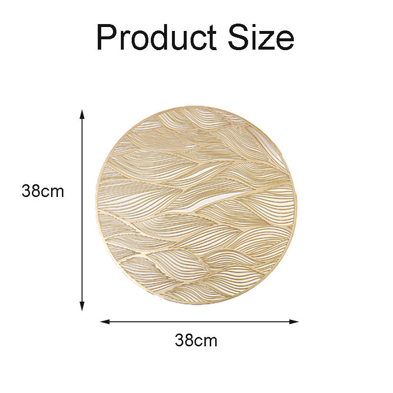 6 Pcs Placemats Round Meteor PVC Hollowed-Out for Party Wedding-Gold