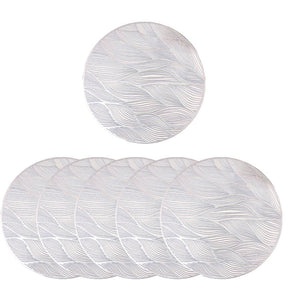 6 Pcs Placemats Round Meteor PVC Hollowed-Out for Party Wedding-Silver