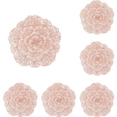 6 Pcs Placemats Round Flower PVC Hollowed-Out for Party Wedding-Rose Gold