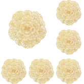 6 Pcs Placemats Round Flower PVC Hollowed-Out for Party Wedding-Gold