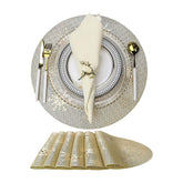 6 Pcs Placemats Babys Breath PVC Hollowed-Out for Party Wedding-Gold