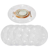 6 Pcs Placemats Babys Breath PVC Hollowed-Out for Party Wedding-Silver