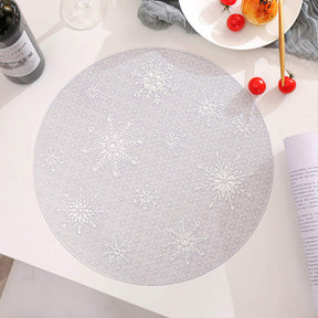6 Pcs Placemats Babys Breath PVC Hollowed-Out for Party Wedding-Silver