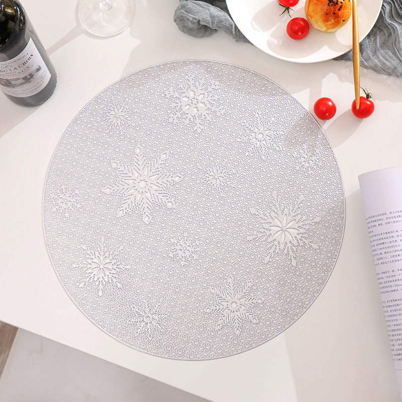 6 Pcs Placemats Babys Breath PVC Hollowed-Out for Party Wedding-Silver