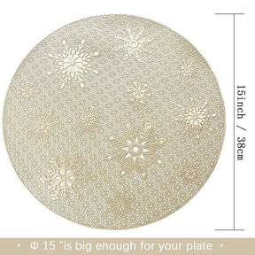 6 Pcs Placemats Babys Breath PVC Hollowed-Out for Party Wedding-Gold