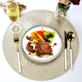 6 Pcs Placemats Babys Breath PVC Hollowed-Out for Party Wedding-Gold