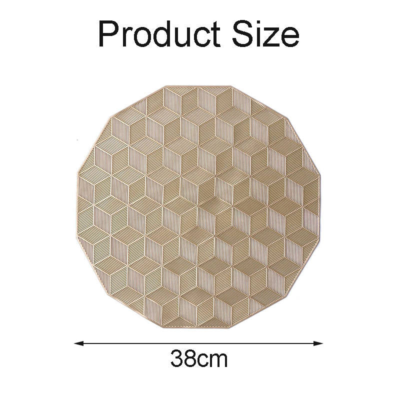6 Pcs Placemats Geometry PVC Hollowed-Out for Party Wedding-Gold