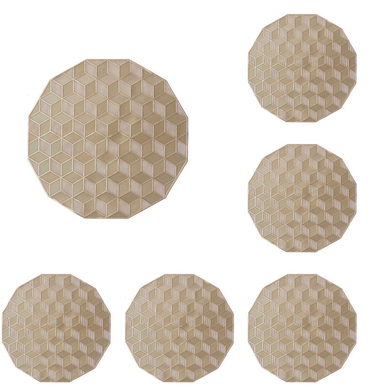 6 Pcs Placemats Geometry PVC Hollowed-Out for Party Wedding-Gold