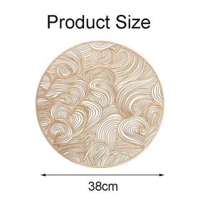 6 Pcs Placemats Round Cloud PVC Hollowed-Out for Party Wedding-Gold