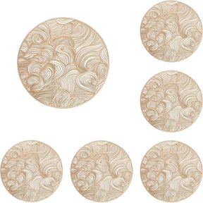 6 Pcs Placemats Round Cloud PVC Hollowed-Out for Party Wedding-Gold