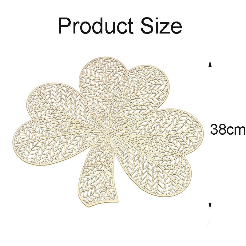 6 Pcs Placemats Shamrock PVC Hollowed-Out for Party Wedding-Gold