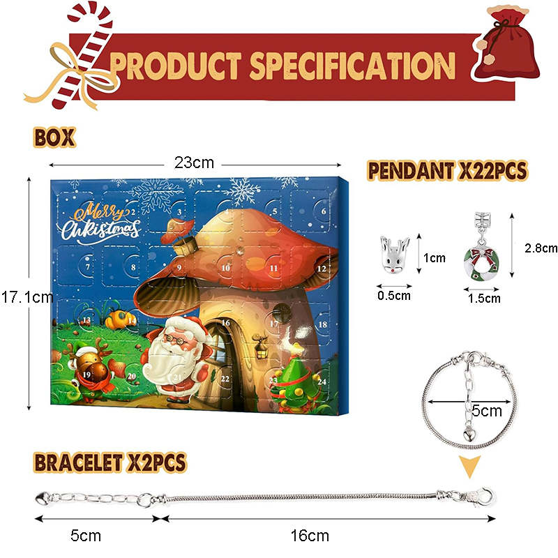 Christmas Advent Calendar Bracelets DIY Making Kit for Kids Adults-B