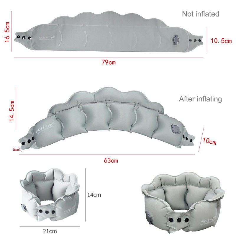 Inflatable Travel Pillow Inflate in 2 Seconds  Neck Pillow for Airplanes Trains Cars Offices RH40-Grey