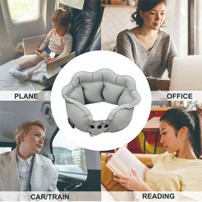 Inflatable Travel Pillow Inflate in 2 Seconds  Neck Pillow for Airplanes Trains Cars Offices RH40-Grey