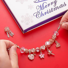 Christmas Advent Calendar Bracelets Making Kit Includes 22 Charms-Pink