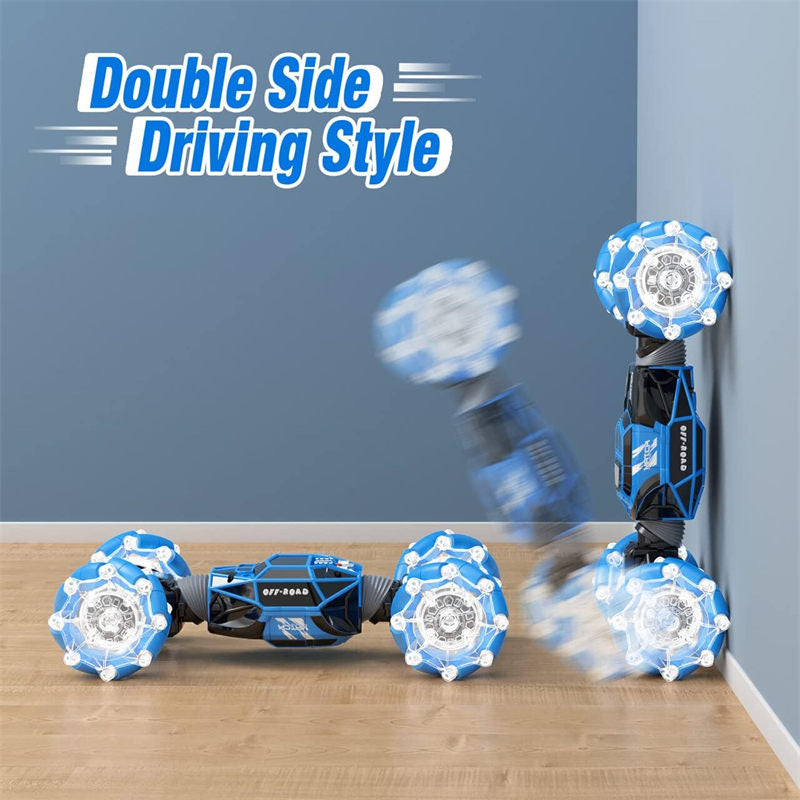 Gesture Sensor Car Remote Control Twisting Car Dancing Off-Road Car Childrens Toys-Blue