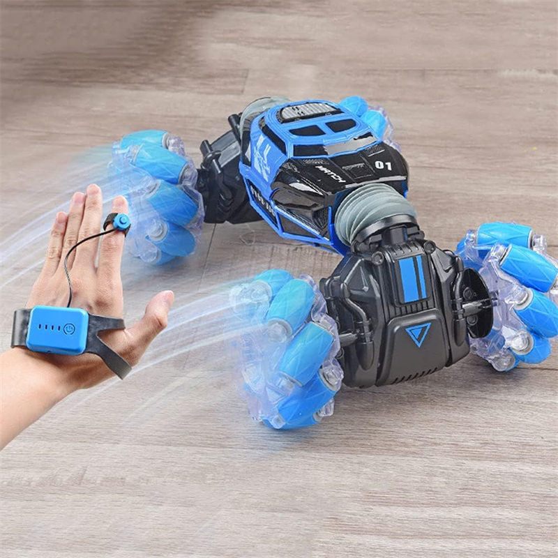 Gesture Sensor Car Remote Control Twisting Car Dancing Off-Road Car Childrens Toys-Blue