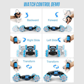 Gesture Sensor Car Remote Control Twisting Car Dancing Off-Road Car Childrens Toys-Blue