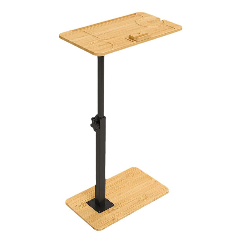 C-Shaped End Table for Couch Arm with 360° Rotating Phone Holder