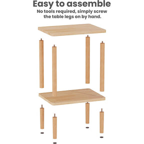 Solid Wood Side Table 2-Tier with Storage Shelf for Small Spaces