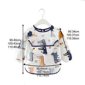 Kids Waterproof Art Smock Cartoon Long Sleeve Aprons with Bib-Crocodile