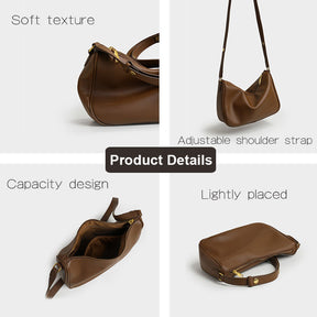 Womens Shoulder Bag Soft Leather with Adjustable Shoulder Strap-Black