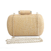 Womens Wedding Clutch Purse Hand-Woved Evening Handbag Party Beach Bag-Gold