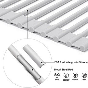 Over The Sink Multipurpose Roll-Up Dish Drying Rack 43*33CM-Black