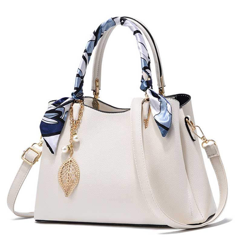 Womens Fashion Leather Purses and Handbags Top Handle Satchel Tote Bags-White