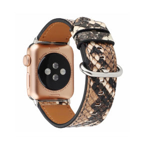 Snakeskin Pattern PU Leather Watch Band Microfiber Design For Apple Watch SE/6/5/4/3/2/1(Brown)