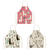 3 Pcs Kids Alpaca Printed Linen Apron Bib for Cooking Painting-4