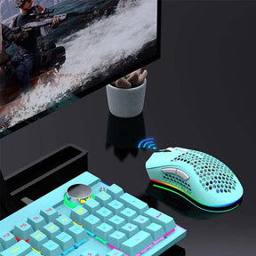 2.4G Wireless Lightweight Gaming Mouse with RGB Backlit Adjustable DPI-Blue