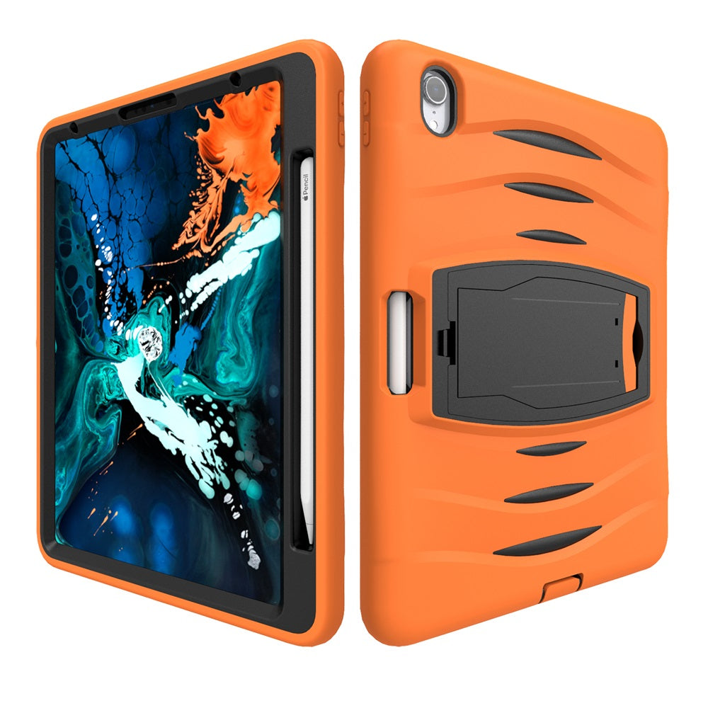 Shock Wave Kickstand Case Anti-Fall Protection With Pencil Holder For iPad Pro12.9 (2018)-Orange