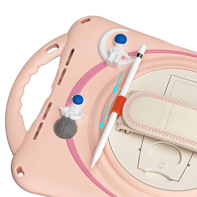 iPad Case Rugged Case with Handle Stand Shoulder Strap for iPad 10th 10.9 Inch 2022-Pink