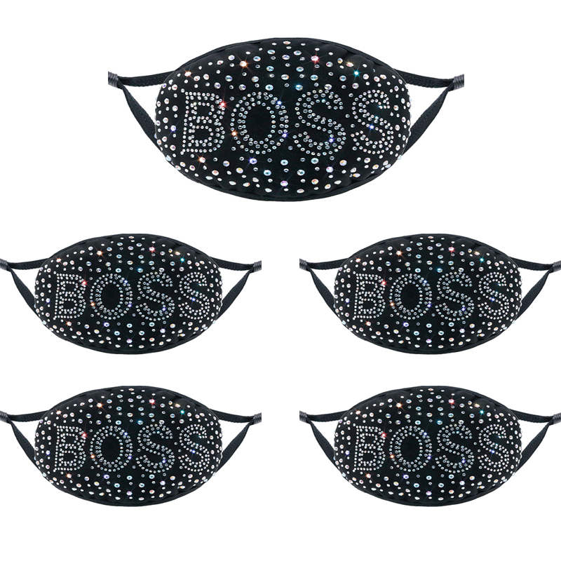 5Pcs Sparkly Glitter Bling Rhinestone Face Mask for Women-BOSS